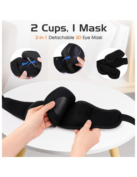 Máscara de Sueño Bluetooth AHUIARGY 3D Contorneada con Auriculares