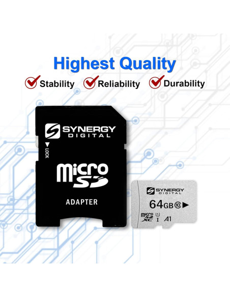 Tarjeta Micro SDXC 64GB Synergy Digital UHS-I Clase 10 - Paquete de 2