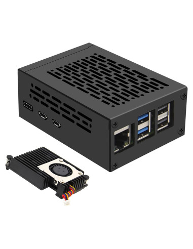 Caja de Metal Geekworm P580+ con Enfriador Activo H505 para Raspberry Pi 5