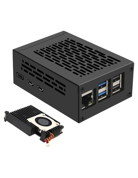 Caja de Metal Geekworm P580+ con Enfriador Activo H505 para Raspberry Pi 5
