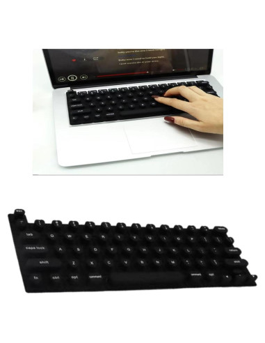 Cubierta de Teclado de Silicona para Uñas Largas - Negro