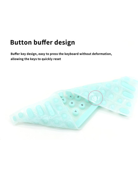 Cubierta de Teclado de Silicona para Uñas Largas - Negro