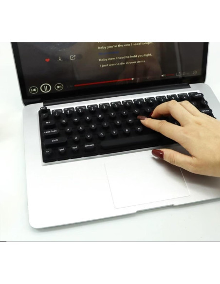 Cubierta de Teclado de Silicona para Uñas Largas - Negro