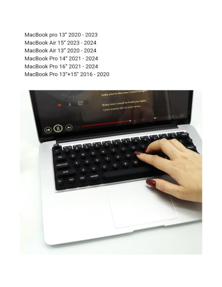 Cubierta de Teclado de Silicona para Uñas Largas - Negro