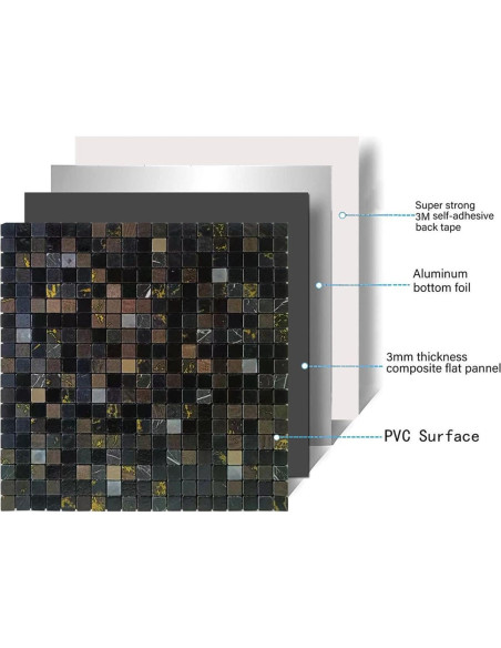 10 Hojas Azulejo Autoadhesivo Sanyeskkiy 30.48x30.48cm Gris