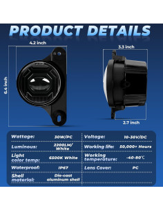 Luces Antiniebla LED YUDE para Jeep Wrangler JK JL 2013-2024 2