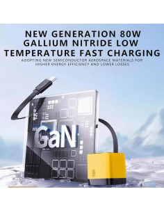 Cargador Rápido 3 en 1 OFIGAS 80W con Cable USB-C y 2 Puertos 2