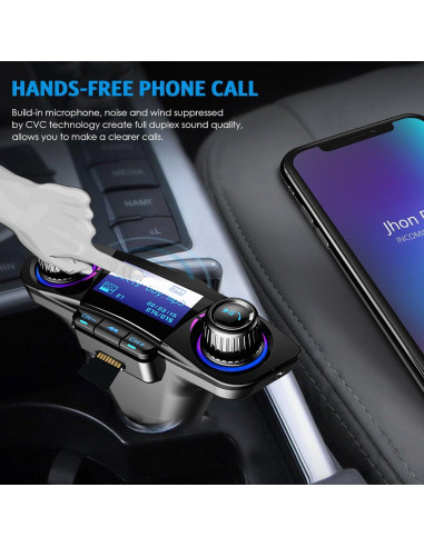 Transmisor FM Bluetooth JINSERTA E3181FM con Carga USB y Manos Libres