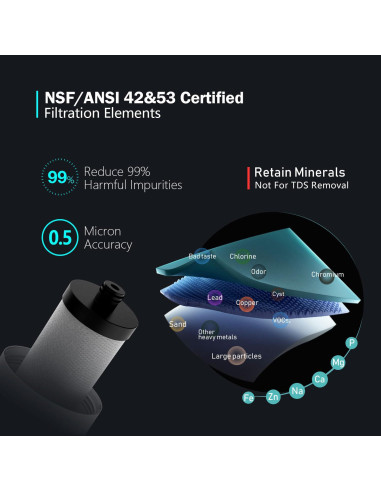 Filtro de Agua Bajo Fregadero Frizzlife SW10, 30L, Certificado NSF