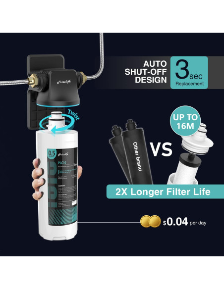 Filtro de Agua Bajo Fregadero Frizzlife SW10, 30L, Certificado NSF