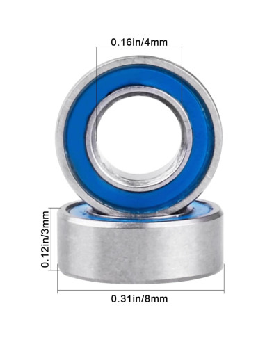 10 Rodamientos de Bolas MR84-2RS Doble Sello 4x8x3mm CrazyHobby