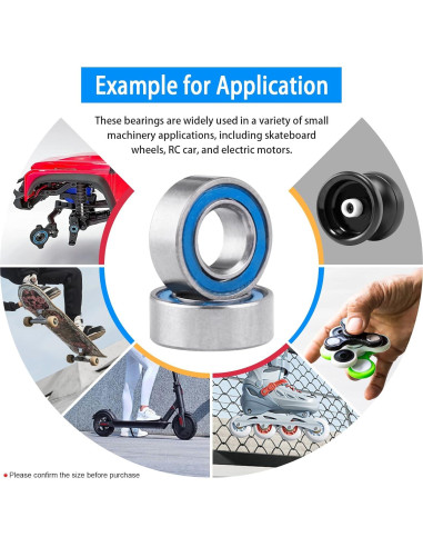 10 Rodamientos de Bolas MR84-2RS Doble Sello 4x8x3mm CrazyHobby