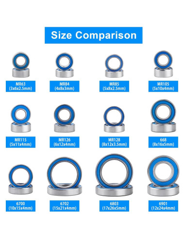 10 Rodamientos de Bolas MR84-2RS Doble Sello 4x8x3mm CrazyHobby