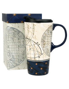 Taza de Viaje Cerámica Topadorn 0.5L Azul con Asa y Caja