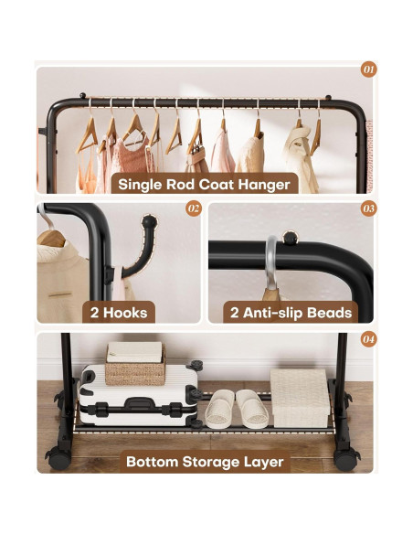 Perchero de Ropa Homde 81cm Alta Resistencia 54kg Negro