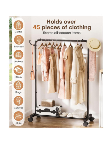 Perchero de Ropa Homde 81cm Alta Resistencia 54kg Negro