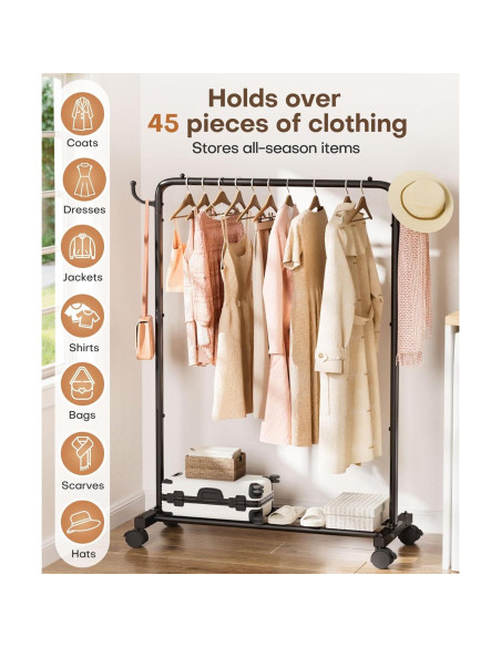 Perchero de Ropa Homde 81cm Alta Resistencia 54kg Negro