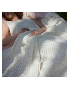 Manta Refrigerante King Bedsure Algodón y Bambú Marfil 264x229 cm