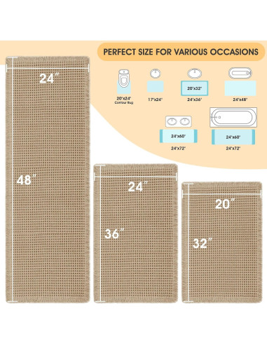 Juego de Alfombrillas de Baño IM HOME 3 Piezas Beige Antideslizante