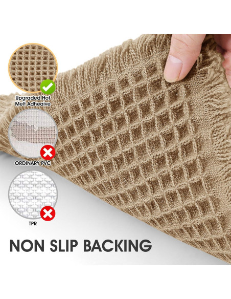 Juego de Alfombrillas de Baño IM HOME 3 Piezas Beige Antideslizante