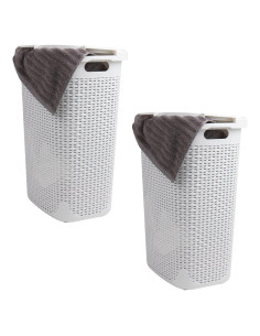Cesta de Ropa Slim Mind Reader 60L 2-Pack Blanco con Tapa