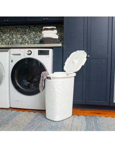 Cesta de Ropa Slim Mind Reader 60L 2-Pack Blanco con Tapa 2