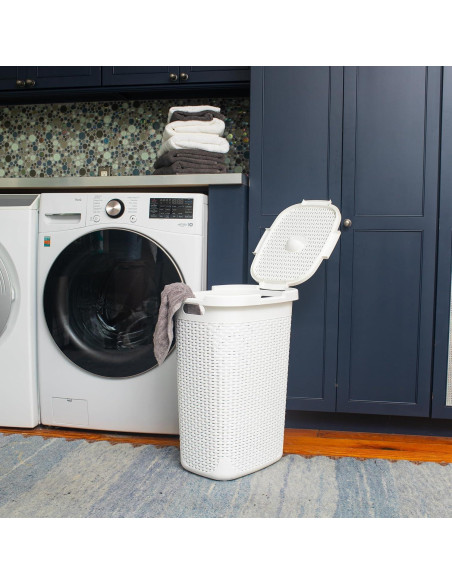 Cesta de Ropa Slim Mind Reader 60L 2-Pack Blanco con Tapa