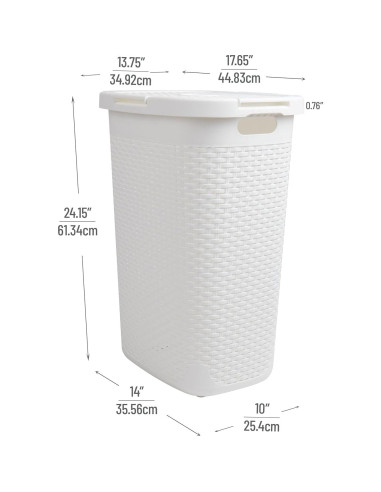 Cesta de Ropa Slim Mind Reader 60L 2-Pack Blanco con Tapa