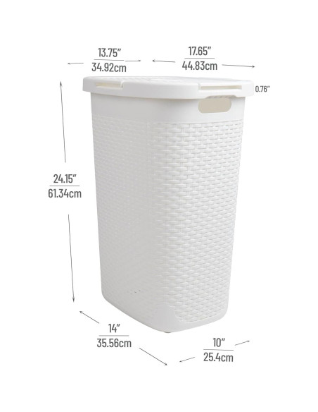 Cesta de Ropa Slim Mind Reader 60L 2-Pack Blanco con Tapa