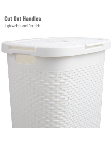 Cesta de Ropa Slim Mind Reader 60L 2-Pack Blanco con Tapa