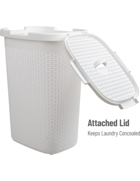 Cesta de Ropa Slim Mind Reader 60L 2-Pack Blanco con Tapa