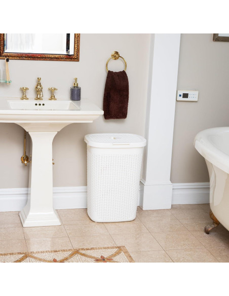 Cesta de Ropa Slim Mind Reader 60L 2-Pack Blanco con Tapa