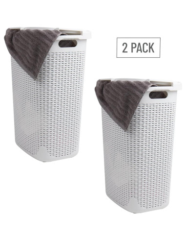 Cesta de Ropa Slim Mind Reader 60L 2-Pack Blanco con Tapa