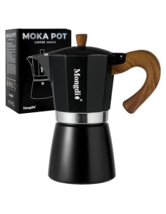 Cafetera Moka Manual Mongdio 9 Tazas Aluminio Negro