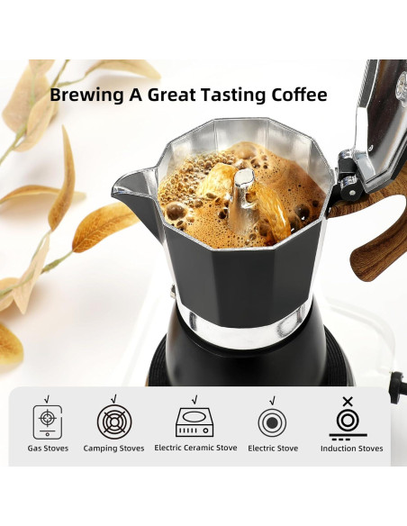Cafetera Moka Manual Mongdio 9 Tazas Aluminio Negro