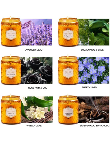 6 Velas Aromáticas de Soja Natural Amber - 240 Horas