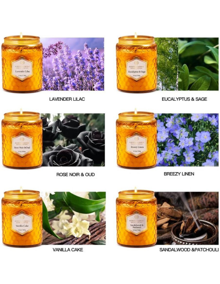 6 Velas Aromáticas de Soja Natural Amber - 240 Horas