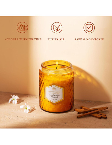 6 Velas Aromáticas de Soja Natural Amber - 240 Horas