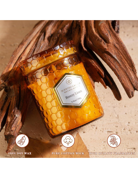6 Velas Aromáticas de Soja Natural Amber - 240 Horas