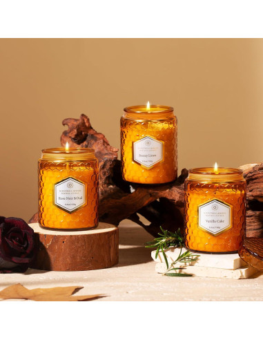 6 Velas Aromáticas de Soja Natural Amber - 240 Horas