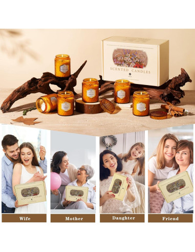 6 Velas Aromáticas de Soja Natural Amber - 240 Horas