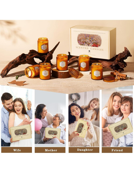 6 Velas Aromáticas de Soja Natural Amber - 240 Horas