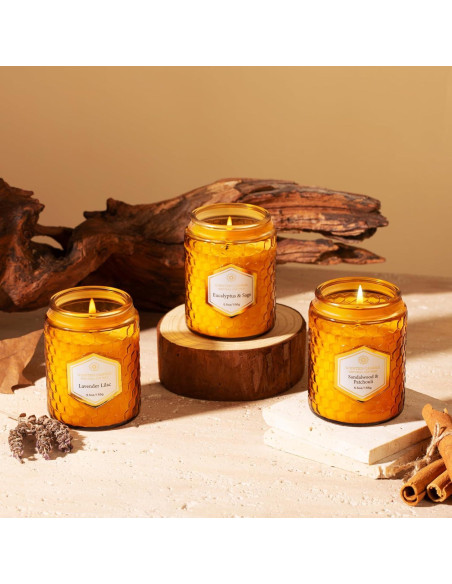 6 Velas Aromáticas de Soja Natural Amber - 240 Horas