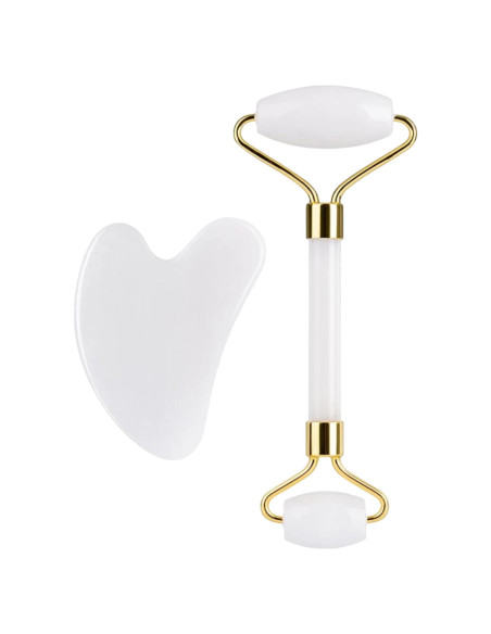 Rodillo de Jade Blanco LAMA 2 en 1 y Gua Sha Facial Antiarrugas Rodillo de Jade Blanco LAMA 2 en 1 y Gua Sha Facial Antiarrugas