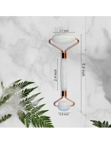 Rodillo de Jade Blanco LAMA 2 en 1 y Gua Sha Facial Antiarrugas