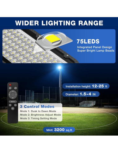 Luces de Calle Solares OKPRO 12000W IP66 6500K Alta Brillo