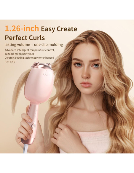 Ondulador de Cabello Iónico Rovy 32 mm Rosa, 4 Temperaturas