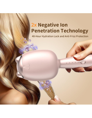 Ondulador de Cabello Iónico Rovy 32 mm Rosa, 4 Temperaturas