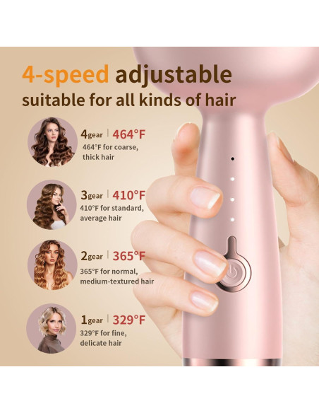 Ondulador de Cabello Iónico Rovy 32 mm Rosa, 4 Temperaturas