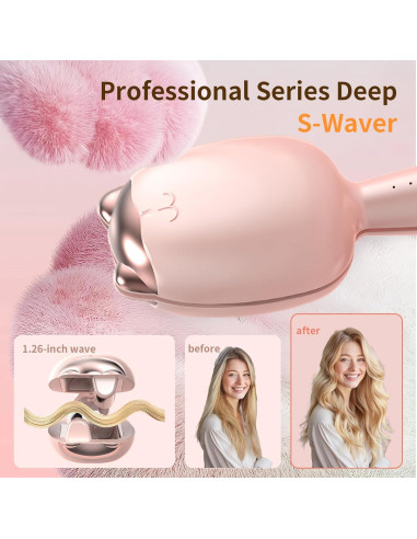 Ondulador de Cabello Iónico Rovy 32 mm Rosa, 4 Temperaturas
